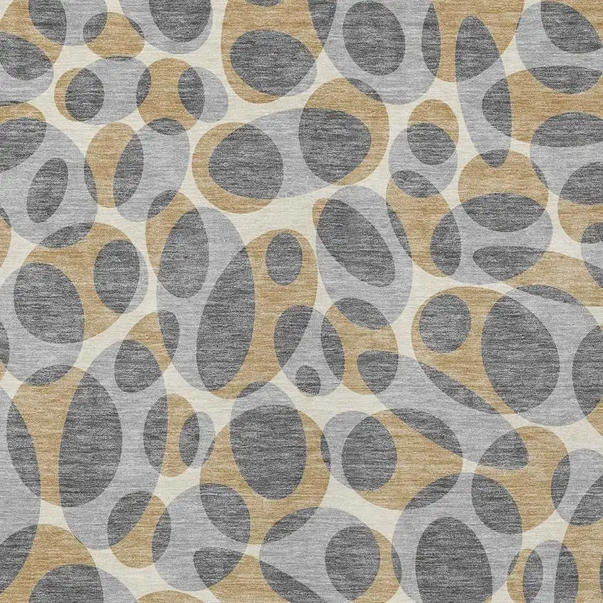 Gray And Beige Abstract Washable Indoor Outdoor Area Rug Photo 2