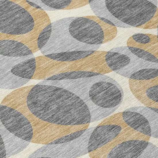 Gray And Beige Abstract Washable Indoor Outdoor Area Rug Photo 9