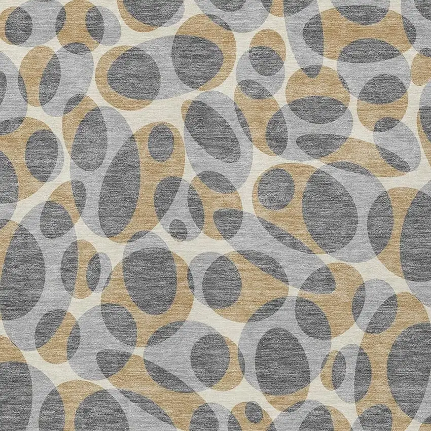 Gray And Beige Abstract Washable Indoor Outdoor Area Rug Photo 2