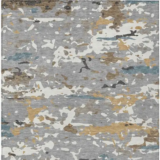 Gray And Beige Abstract Washable Indoor Outdoor Area Rug Photo 3