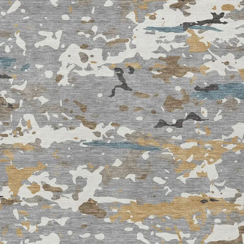 Gray And Beige Abstract Washable Indoor Outdoor Area Rug Photo 2