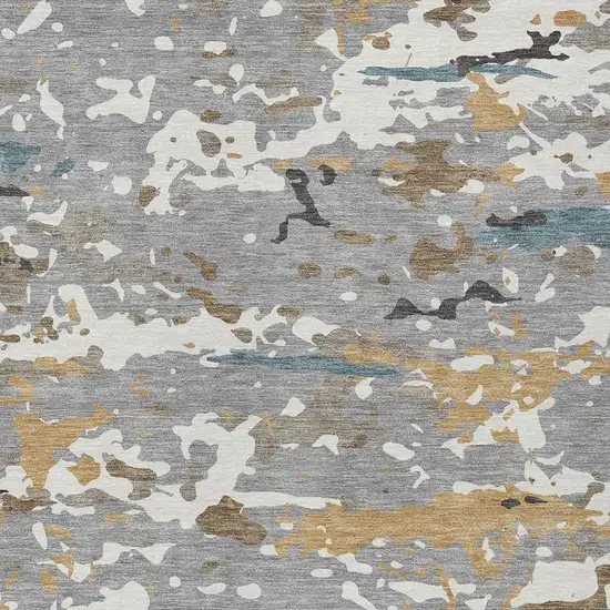 Gray And Beige Abstract Washable Indoor Outdoor Area Rug Photo 2