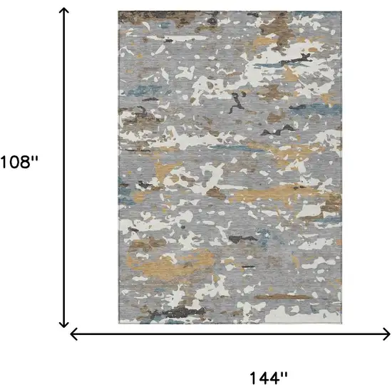 Gray And Beige Abstract Washable Indoor Outdoor Area Rug Photo 6