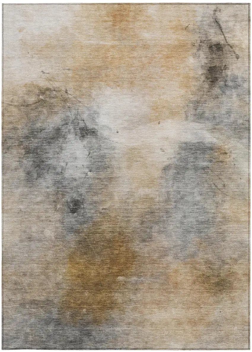 Gray And Beige Abstract Washable Indoor Outdoor Area Rug Photo 2
