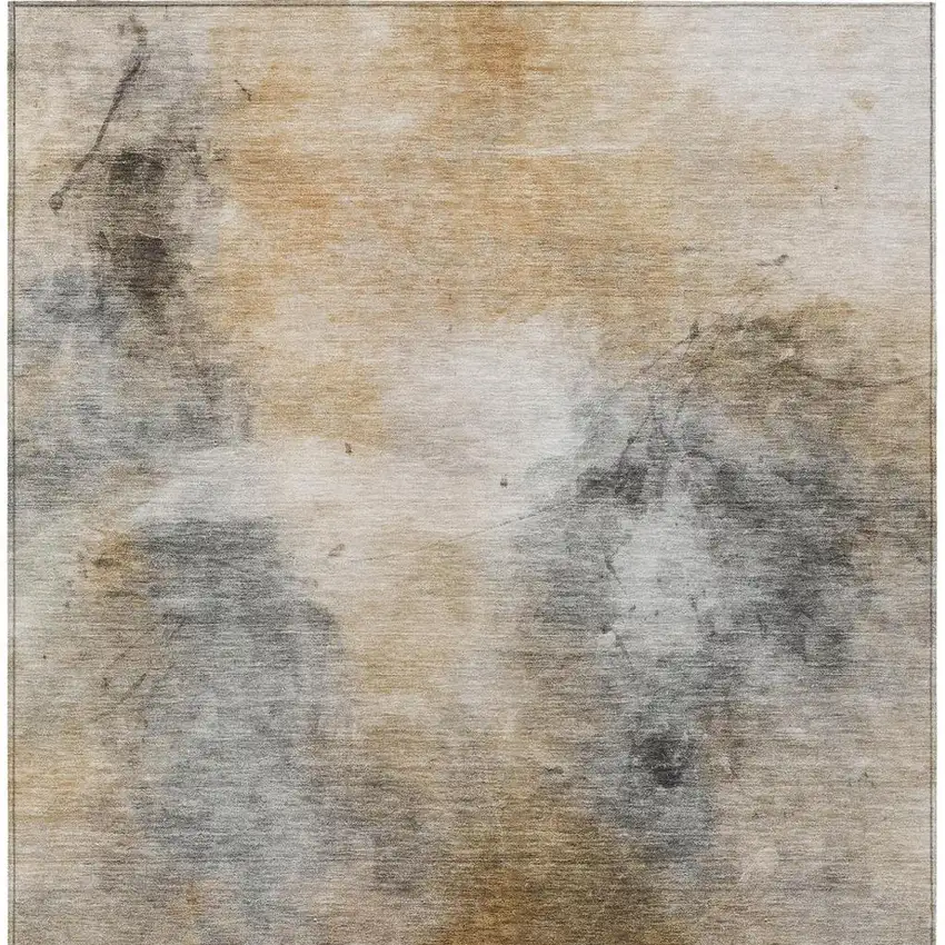 Gray And Beige Abstract Washable Indoor Outdoor Area Rug Photo 8