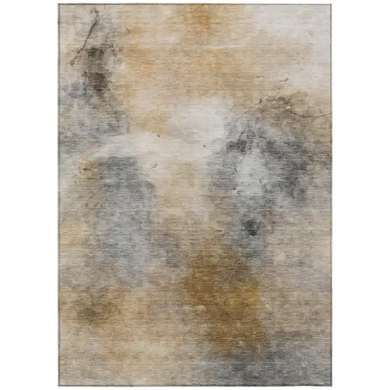 Gray And Beige Abstract Washable Indoor Outdoor Area Rug Photo 3