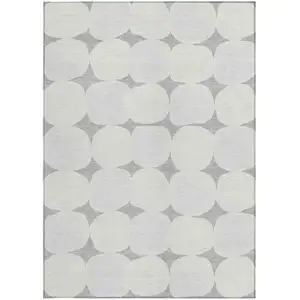 Photo of Gray And Beige Abstract Washable Indoor Outdoor Area Rug