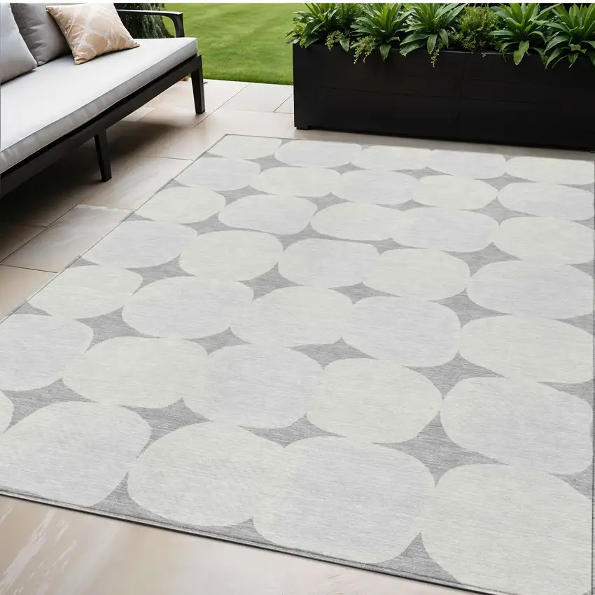Gray And Beige Abstract Washable Indoor Outdoor Area Rug Photo 1
