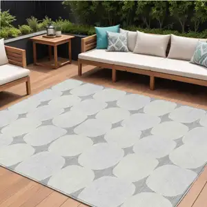 Photo of Gray And Beige Abstract Washable Indoor Outdoor Area Rug