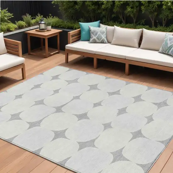 Gray And Beige Abstract Washable Indoor Outdoor Area Rug Photo 1