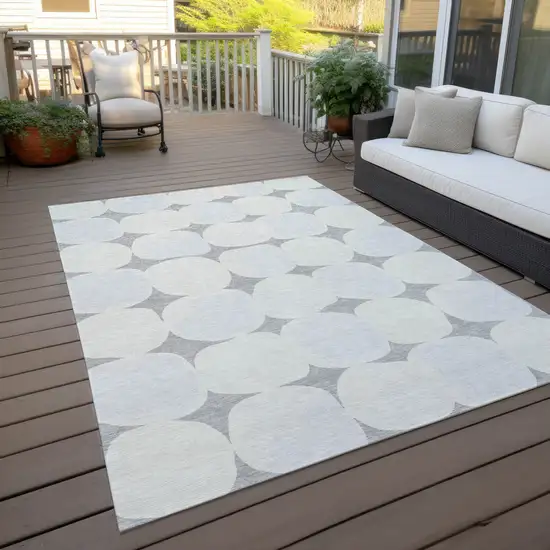 Gray And Beige Abstract Washable Indoor Outdoor Area Rug Photo 8