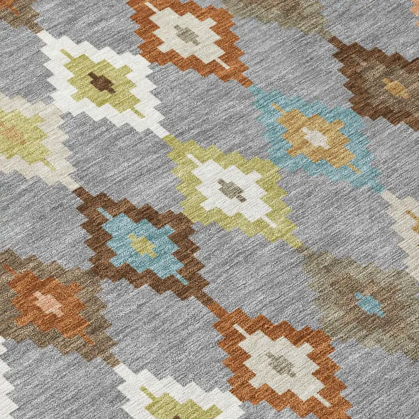 Gray And Beige Aztec Washable Indoor Outdoor Area Rug Photo 6