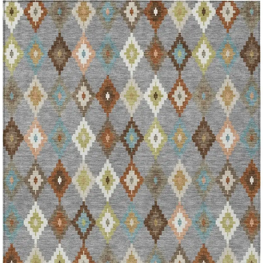 Gray And Beige Aztec Washable Indoor Outdoor Area Rug Photo 4
