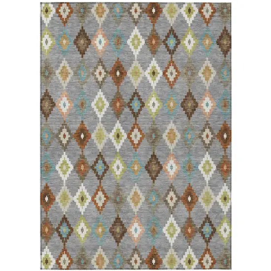 Gray And Beige Aztec Washable Indoor Outdoor Area Rug Photo 2