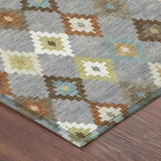 Gray And Beige Aztec Washable Indoor Outdoor Area Rug Photo 5