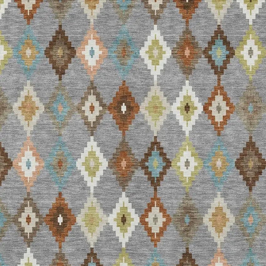 Gray And Beige Aztec Washable Indoor Outdoor Area Rug Photo 3