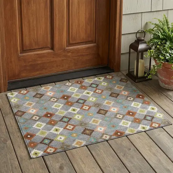 Gray And Beige Aztec Washable Indoor Outdoor Area Rug Photo 1
