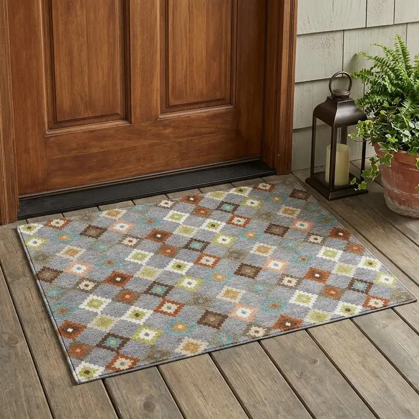 Gray And Beige Aztec Washable Indoor Outdoor Area Rug Photo 1