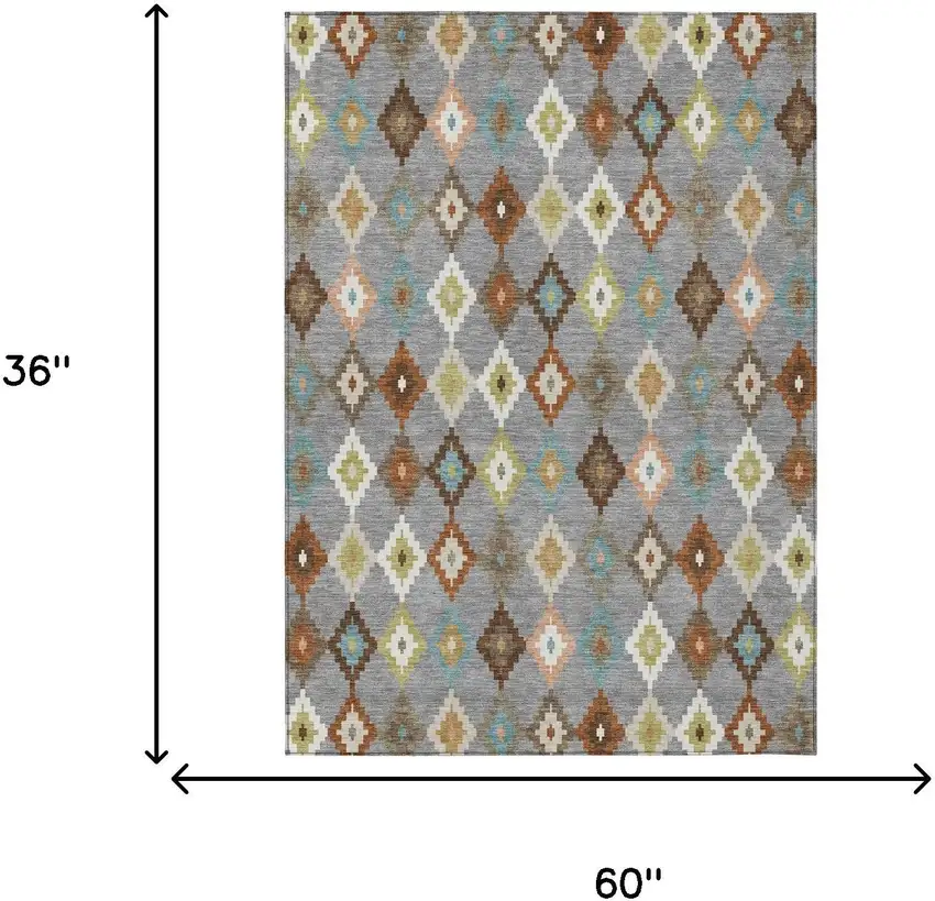 Gray And Beige Aztec Washable Indoor Outdoor Area Rug Photo 7