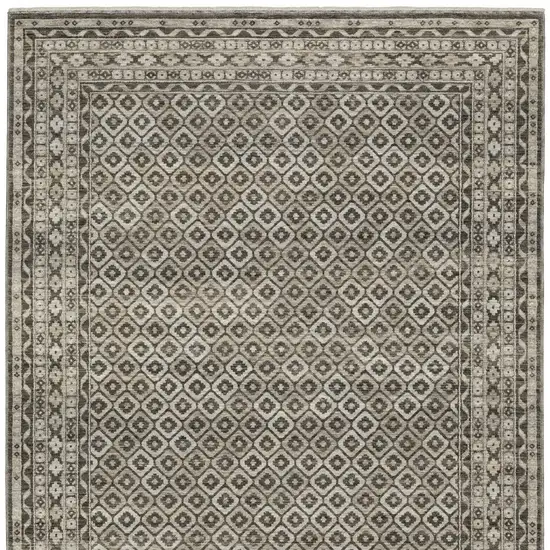 Gray And Beige Diamond Area Rug With Fringe Photo 4