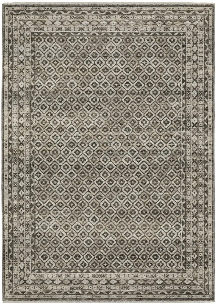 Gray And Beige Diamond Area Rug With Fringe Photo 2