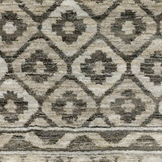 Gray And Beige Diamond Area Rug With Fringe Photo 3