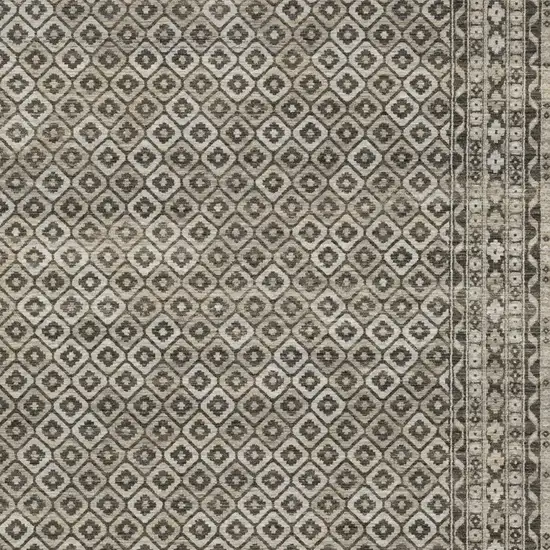 Gray And Beige Diamond Area Rug With Fringe Photo 5