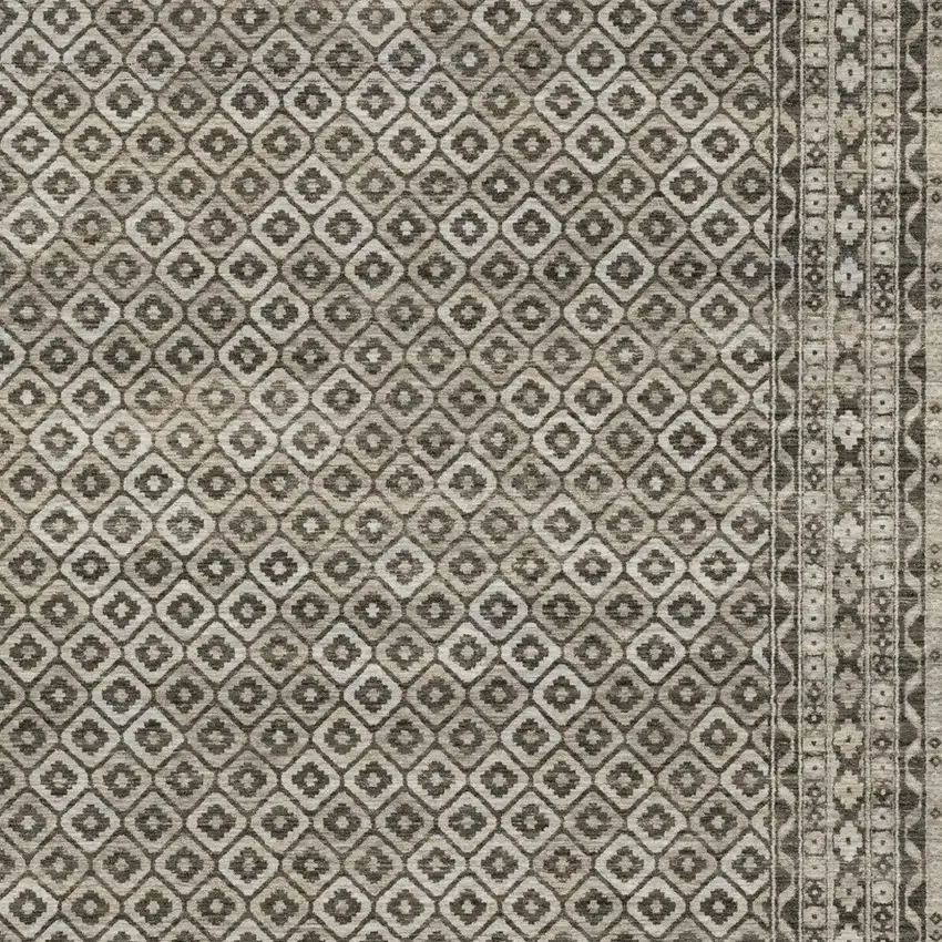 Gray And Beige Diamond Area Rug With Fringe Photo 5
