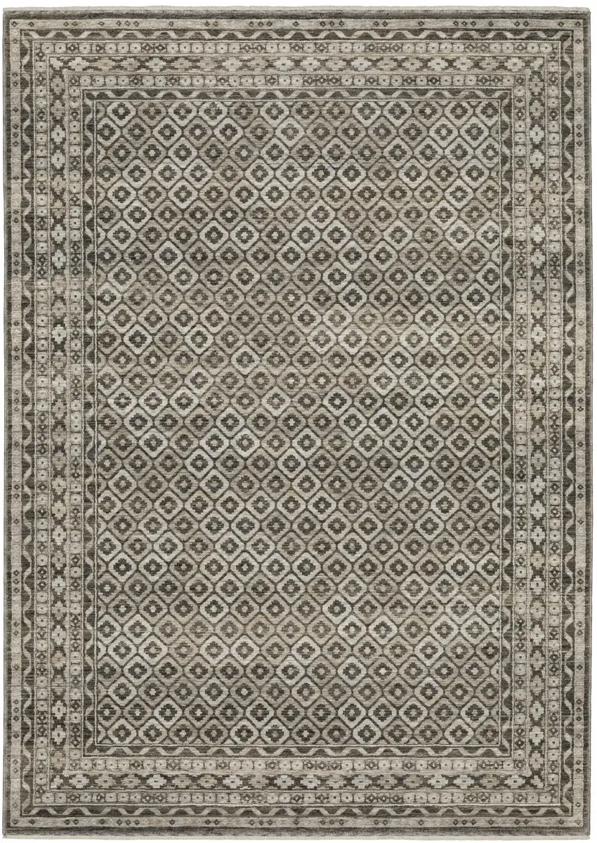 Gray And Beige Diamond Area Rug With Fringe Photo 4