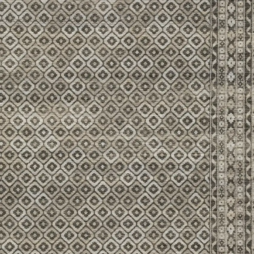 Gray And Beige Diamond Area Rug With Fringe Photo 8