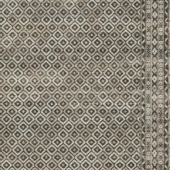 Gray And Beige Diamond Area Rug With Fringe Photo 8
