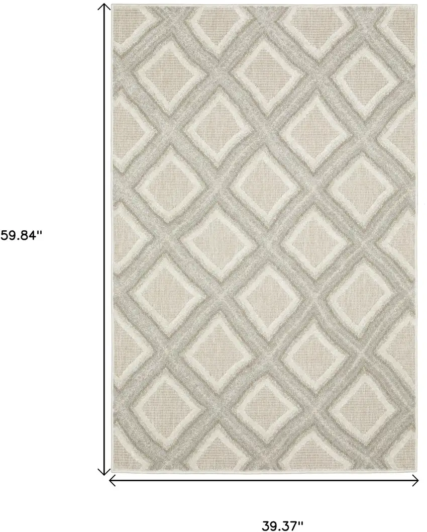 Gray And Beige Diamond Area Rug Photo 3