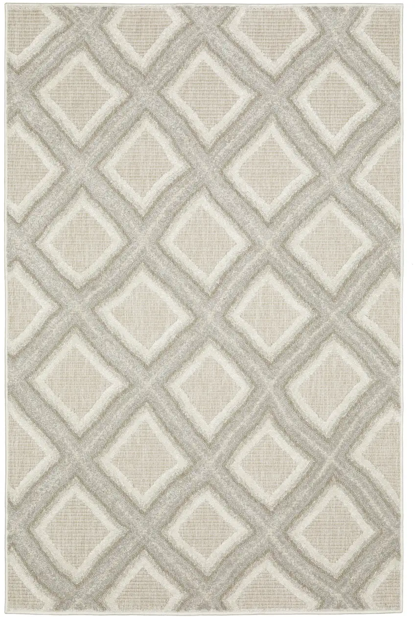 Gray And Beige Diamond Area Rug Photo 2