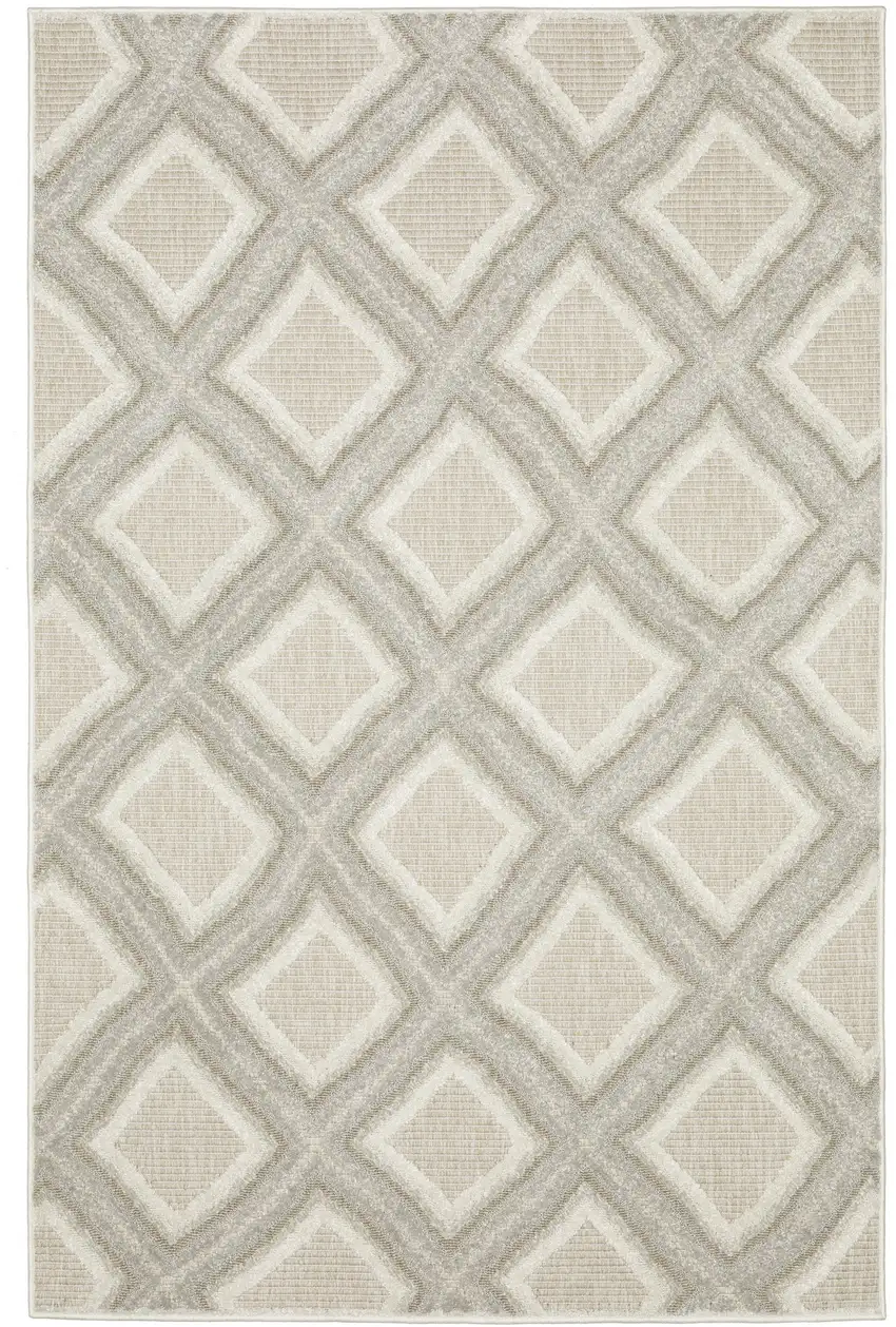 Gray And Beige Diamond Area Rug Photo 4