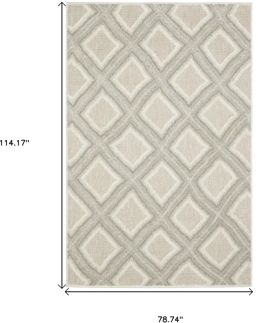 Gray And Beige Diamond Area Rug Photo 3