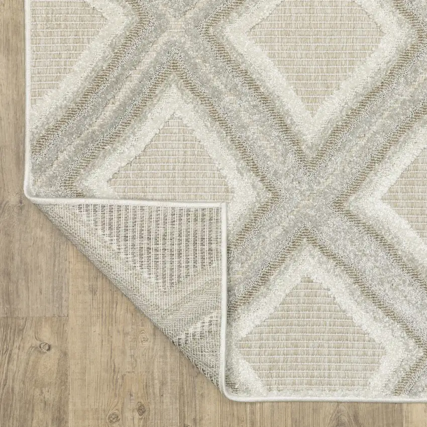 Gray And Beige Diamond Area Rug Photo 9