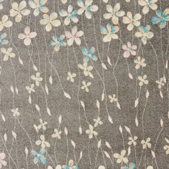Gray And Beige Floral Area Rug Photo 6