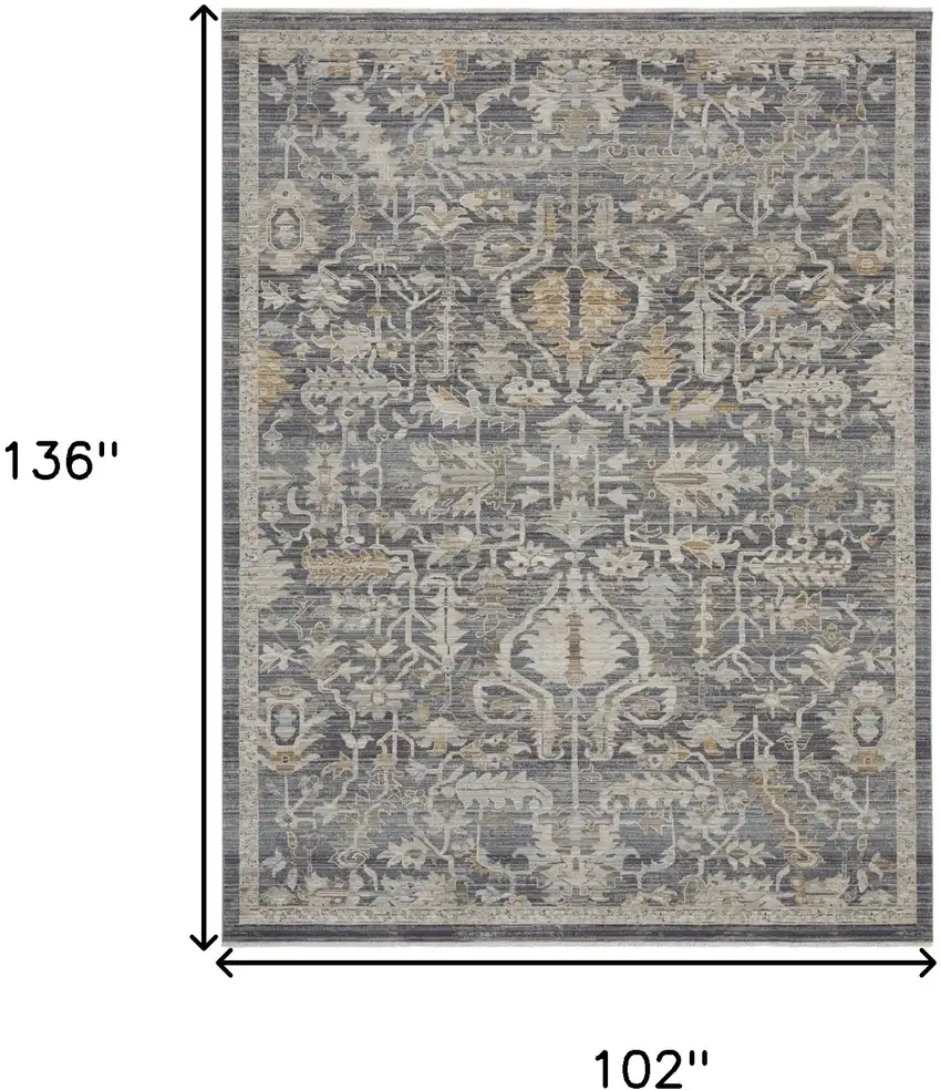 Gray And Beige Floral Area Rug Photo 4
