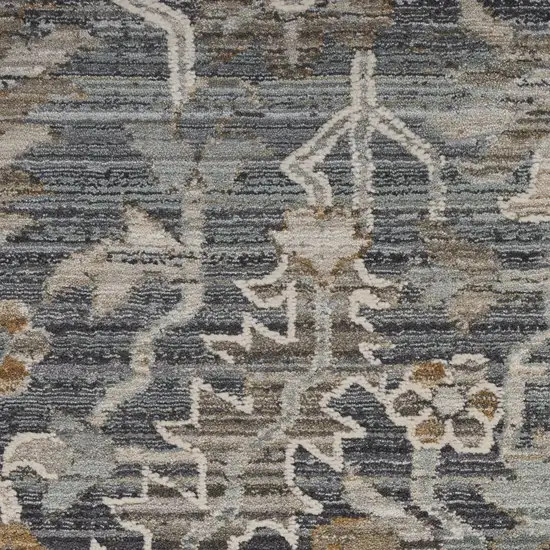 Gray And Beige Floral Area Rug Photo 4