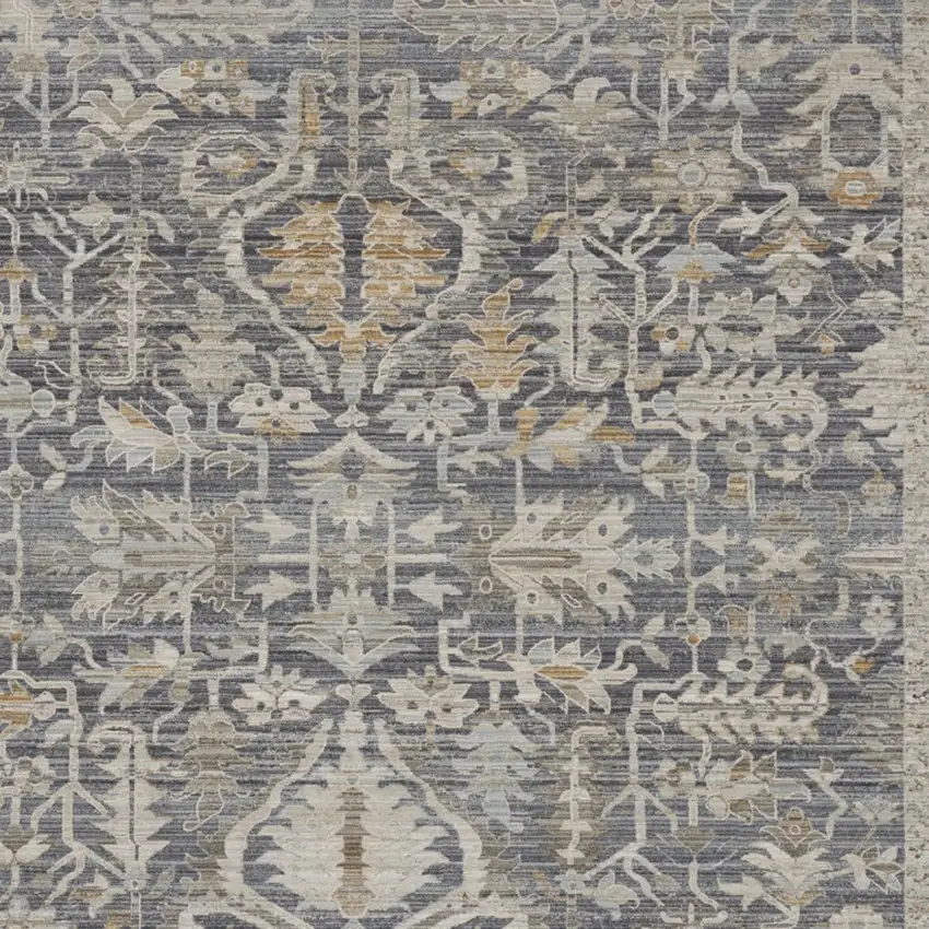 Gray And Beige Floral Area Rug Photo 9