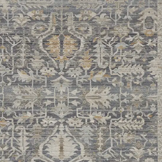 Gray And Beige Floral Area Rug Photo 9