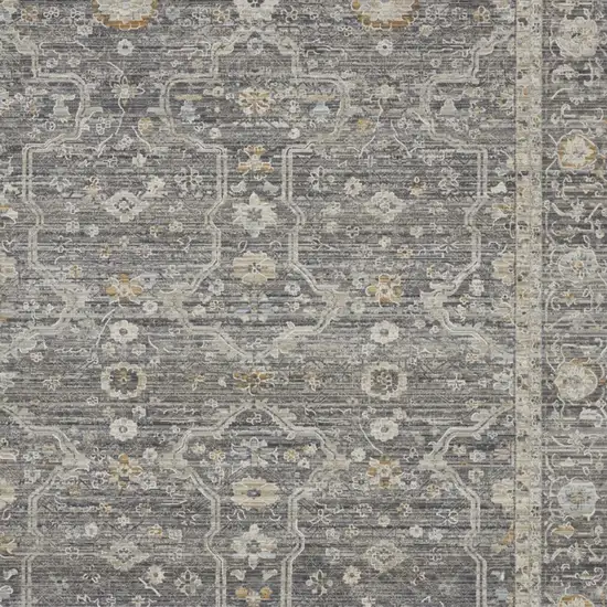 Gray And Beige Floral Distressed Area Rug Photo 9