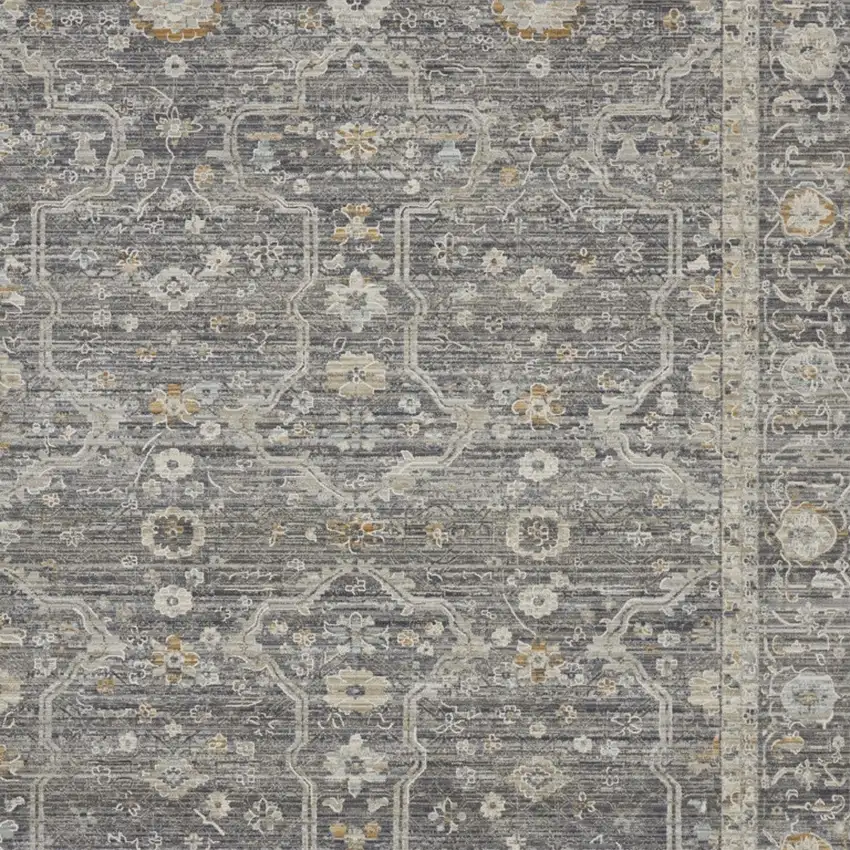 Gray And Beige Floral Distressed Area Rug Photo 9