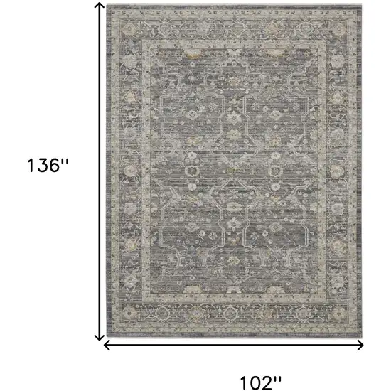 Gray And Beige Floral Distressed Area Rug Photo 3