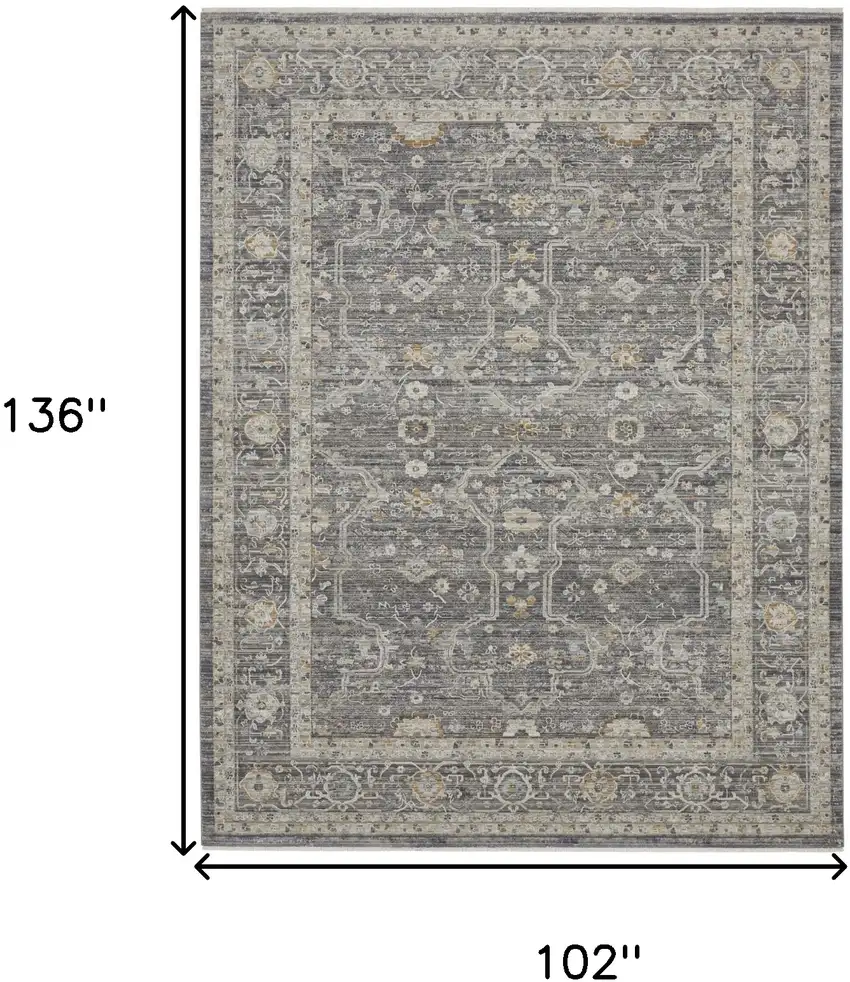 Gray And Beige Floral Distressed Area Rug Photo 3