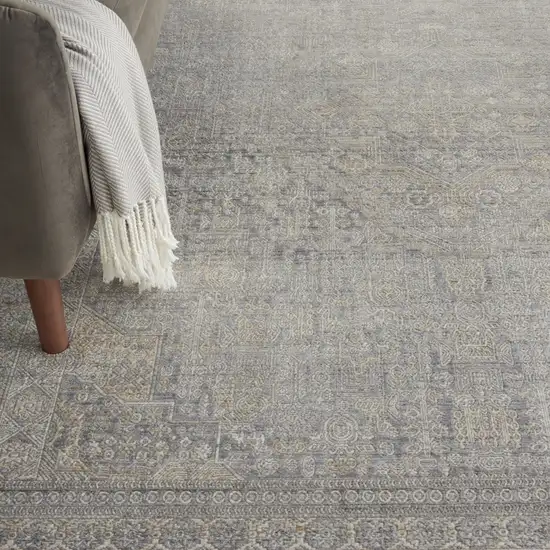 Gray And Beige Floral Non Skid Area Rug With Fringe Photo 9