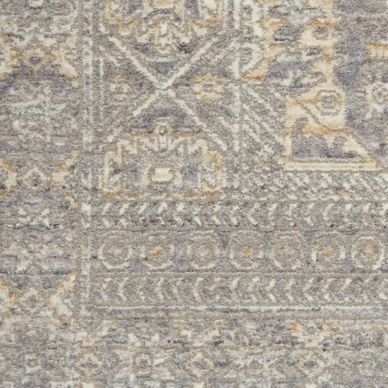 Gray And Beige Floral Non Skid Area Rug With Fringe Photo 2