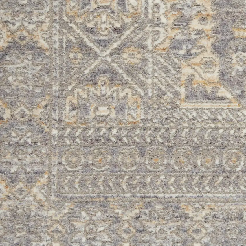 Gray And Beige Floral Non Skid Area Rug With Fringe Photo 2