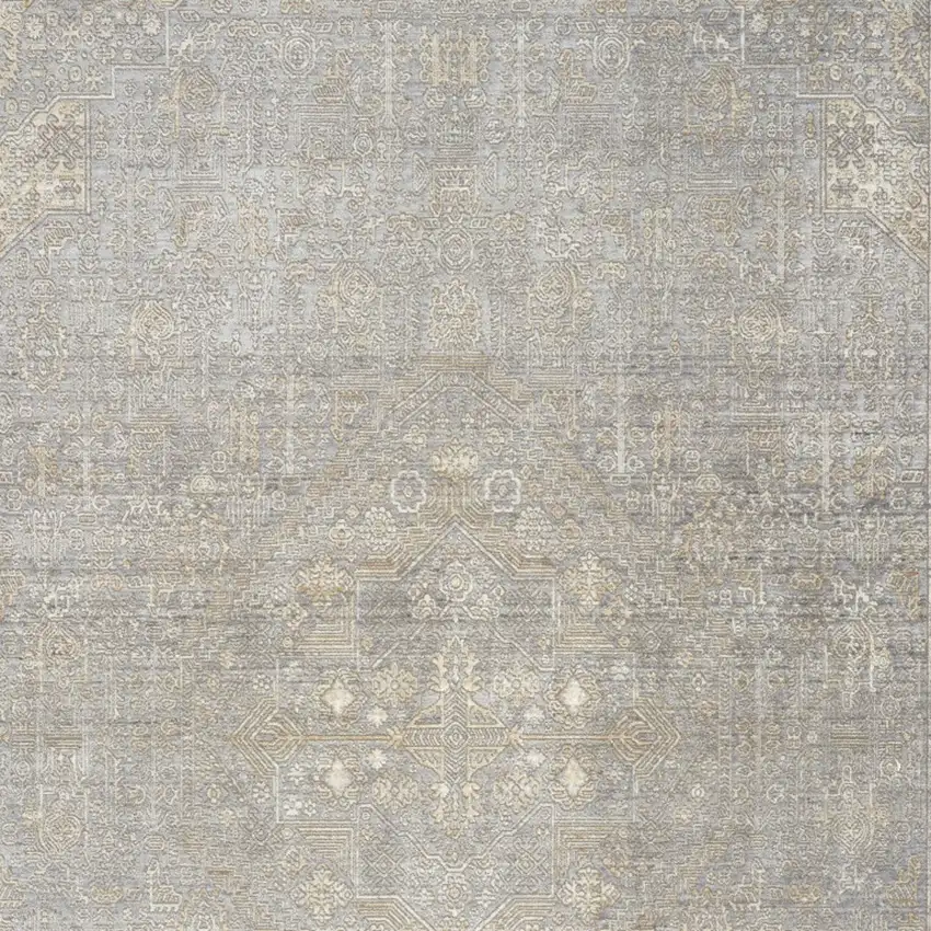 Gray And Beige Floral Non Skid Area Rug With Fringe Photo 5