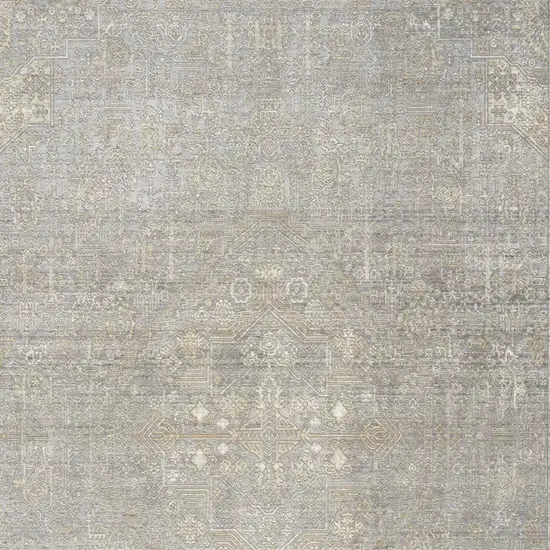 Gray And Beige Floral Non Skid Area Rug With Fringe Photo 5